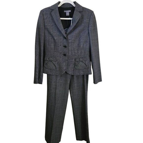 Ann Taylor Designer Men's Suiting Plaid Wool Blend Pant Suit Bow Pocket Size 6/8 - Picture 1 of 10